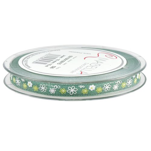 Artikel Cadeaulint bloemen decoratief lint groen lint 10mm 15m