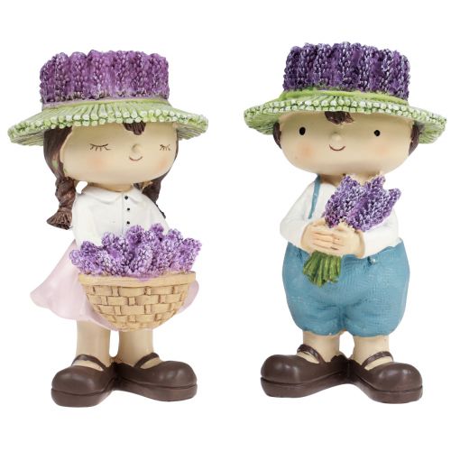 Artikel Decoratieve figuren lavendel decoratie meisje &amp; jongen H14,5cm 2st