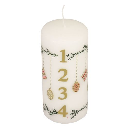 Floristik24 Adventskalender kaars Adventskaars kaars wit 150/65mm