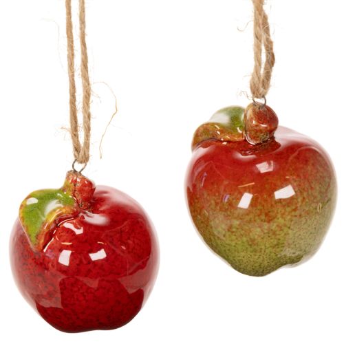 Artikel Herfstdecoratie: keramische appels om op te hangen, 5 cm, 4 stuks
