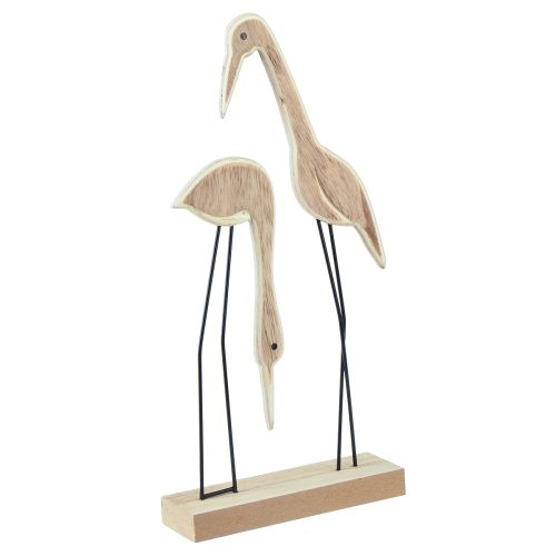 Standaard houten figuur kraanpaar naturel 27,5×13cm 2 st