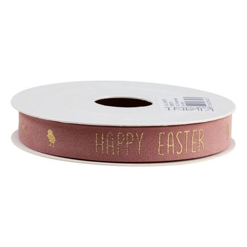 Artikel Fluwelen lint Happy Easter sierlint roze 15mm 5m