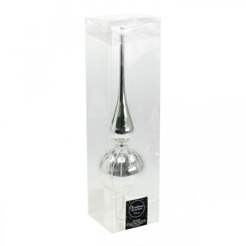 Floristik24 Kerstboomtop met glitterdecoratie, boomdecoratie, kerstboomtop ijspegel zilver / wit H31cm