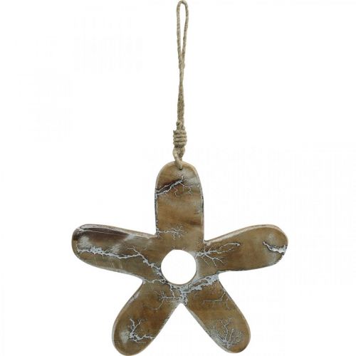 Artikel Bloem om op te hangen, houten decoratie met patroon, lentedecoratie naturel, wit H19.5cm