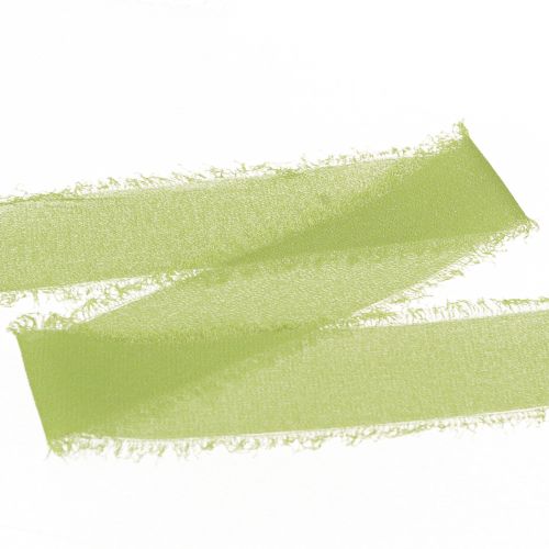 Artikel Chiffon lint groen stoffen lint met franjes licht olijfgroen 40mm 15m