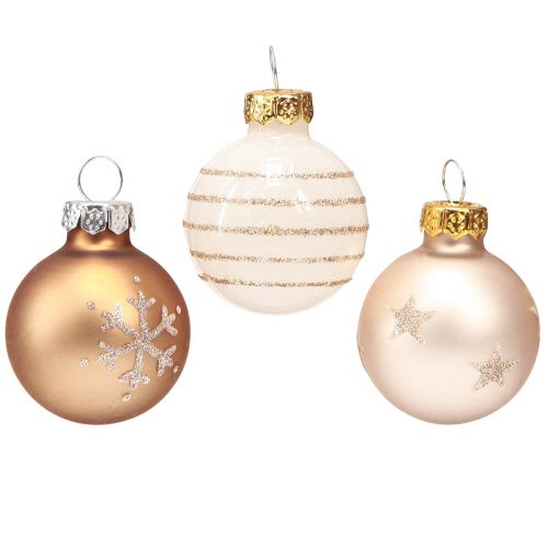 Floristik24 Kerstboomballen glas mini parel wit goud Ø3cm 9 st