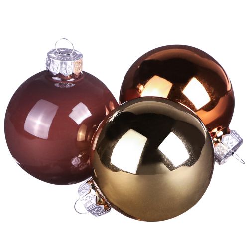 Kerstboomballen goudbruin mix glazen bollen Ø5cm 24 st