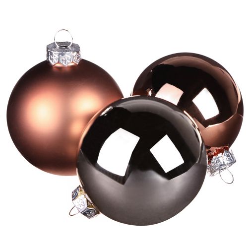 Kerstboomballen zilver abrikoos glazen bollen Ø5cm 24 st