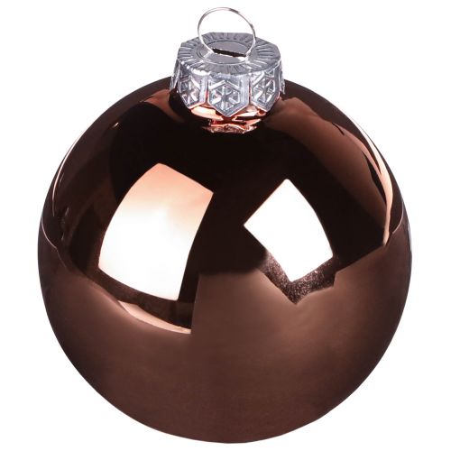 Artikel Kerstboomballen zilver abrikoos glazen bollen Ø5cm 24 st