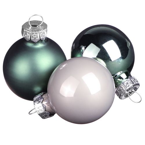 Kerstboomballen van glas groen parelmoer grijs Ø5cm 24 st