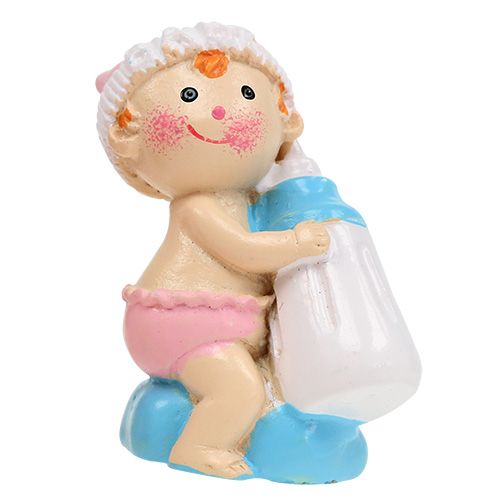 Artikel Decoratief figuur baby blauw, roze 4.5cm 2st