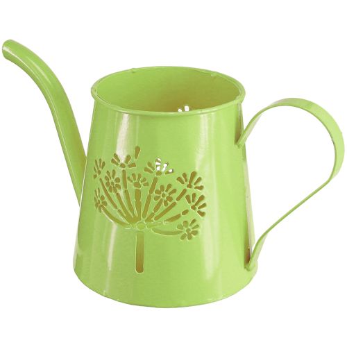 Decoratieve gieter metalen kan paardenbloem groen H12cm 2st