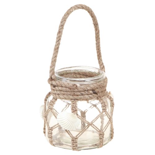 Decoratieve glazen macramé schelpen maritiem Ø11cm H12,5cm 2st