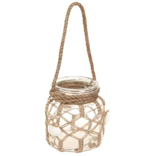 Decoratieve glazen macramé schelpen tafeldecoratie hangdecoratie Ø14cm