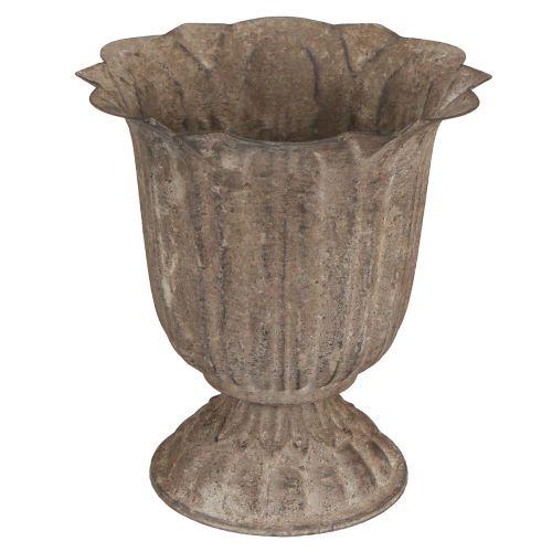 Decoratieve trofee antieklook plantenpot grijsbruin Ø15cm H16cm