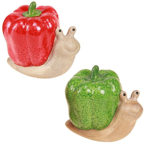 Decoratieve slakken keramiek peper rood groen H10cm 2 st