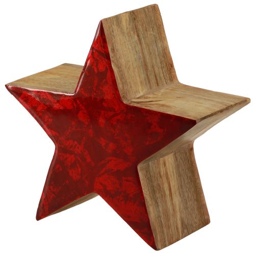 Floristik24 Decoratieve ster houten ster rood natuurlijke decoratie gemaakt van mangohout Ø20cm