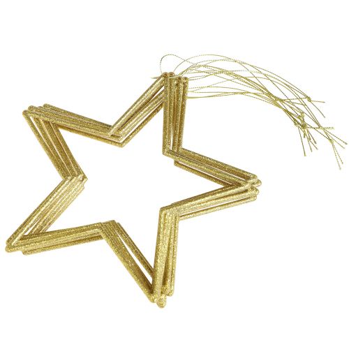 Artikel Decoratieve sterren goud met glitter boomdecoratie sterren 18cm 8 st