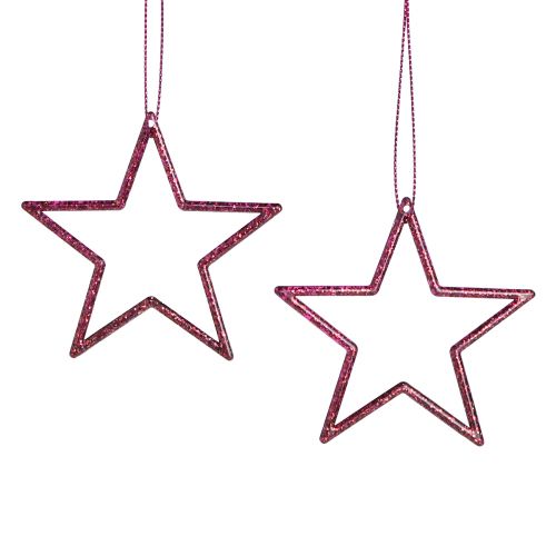 Floristik24 Decoratieve kerststerren om op te hangen Berry Glitter 7,5 cm 40 st