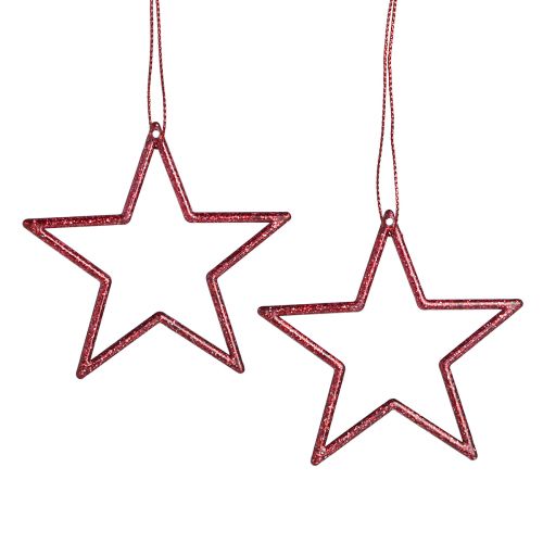 Floristik24 Decoratieve sterren kerststerren om op te hangen rood 7,5cm 40 st