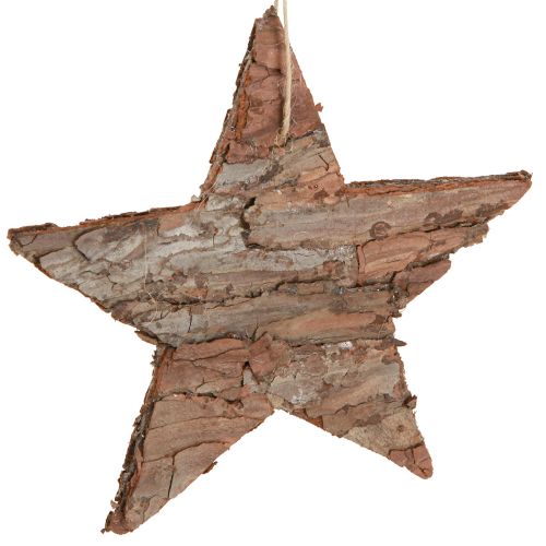 Decoratieve sterren om op te hangen grenen sterren naturel 15cm 4 st