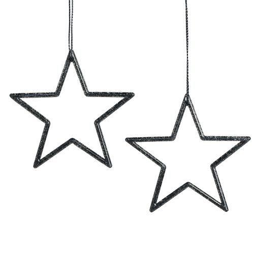 Floristik24 Decoratieve sterren om zwarte glitter op te hangen Ø7,5cm 40 st