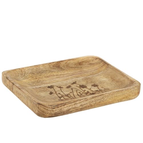 Decoratief houten dienblad met bloemmotief mangohout 20×15,5cm