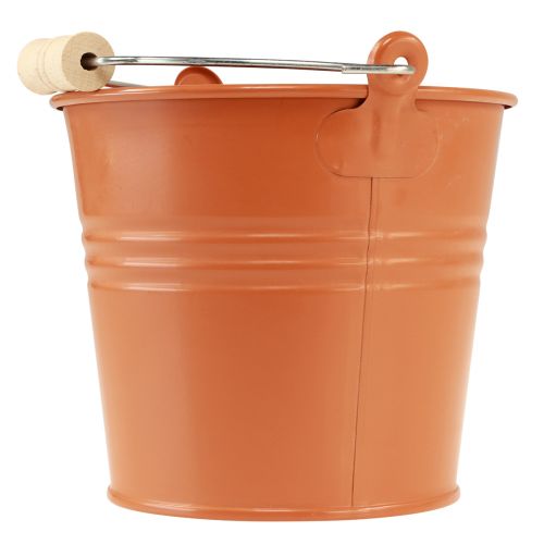 Artikel Decoratieve emmer metalen plantenbak oranje bruin Ø16cm H14,5cm 1,6L