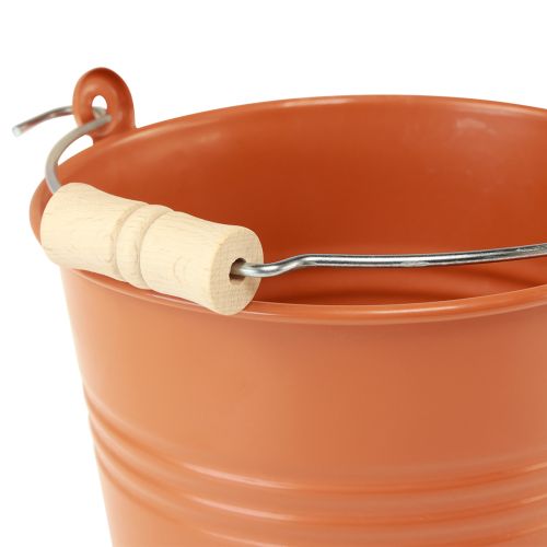 Artikel Decoratieve emmer metalen plantenbak oranje bruin Ø16cm H14,5cm 1,6L