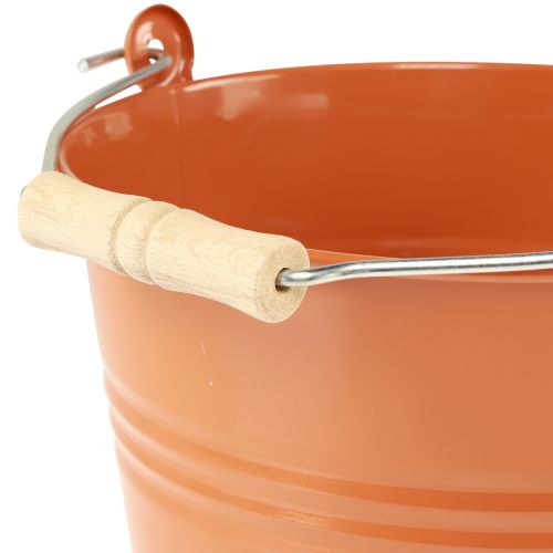 Artikel Decoratieve emmer metalen plantenbak oranje bruin Ø22cm H21,5cm 6L