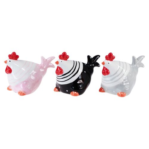 Decoratieve kippen Paasdecoratiefiguren kip 8,5 cm 3 st