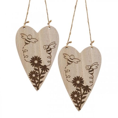 Artikel Decoratieve hanger hout decoratie harten bloemen bijen decoratie 10x15cm 6 stuks