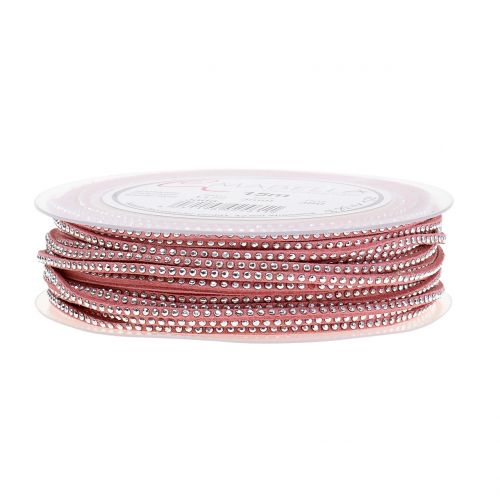 Artikel Decoratief koord leer koord roze met klinknagels 3mm 15m