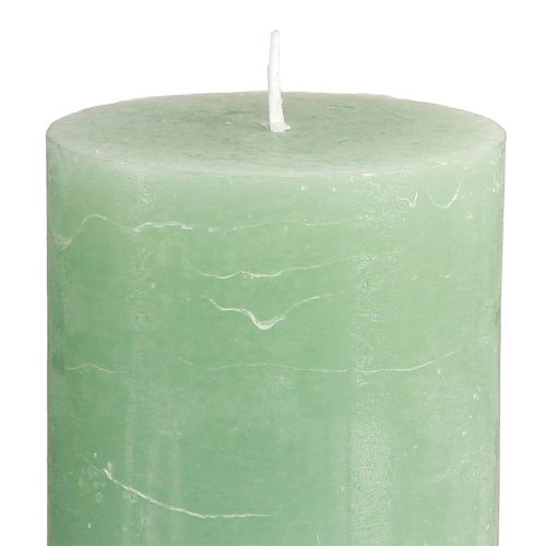 Artikel Effen kaarsen groene jade stompkaarsen 70×120mm 4 st