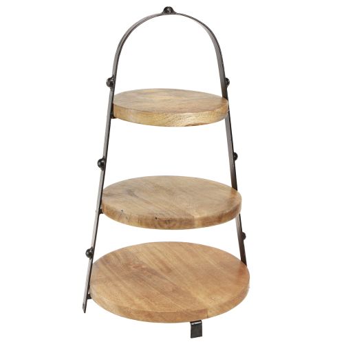 3-laags houten decoratie naturel zwart Ø30cm H52cm