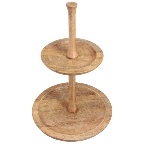 Taartplateau houten decoratie 2-laags naturel rond Ø31/20cm H45cm