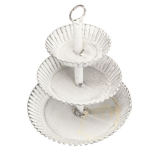 Floristik24 Metalen dienblad met 3 lagen, wit H23cm