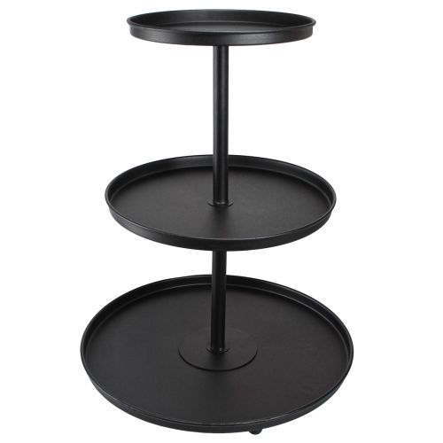 Taartplateau zwart 3-laags metalen ronde poten Ø40cm H52cm