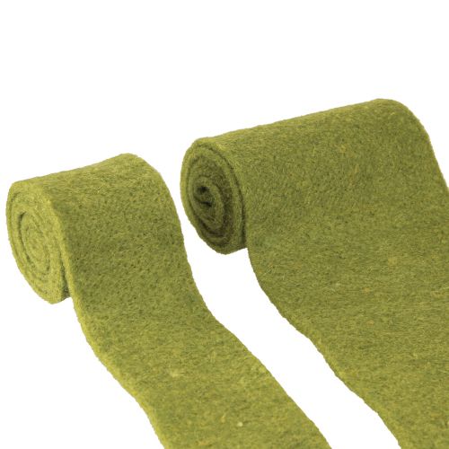 Floristik24 Vilten lint groen wollint mosgroen B7/15cm L1m/1m set van 2