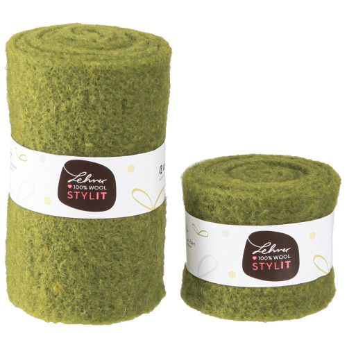 Artikel Vilten lint groen wollint mosgroen B7/15cm L1m/1m set van 2