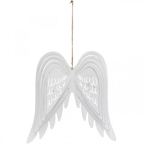 Floristik24 Vleugels om op te hangen, adventsdecoratie, engelenvleugels van metaal Wit H29.5cm B28.5cm