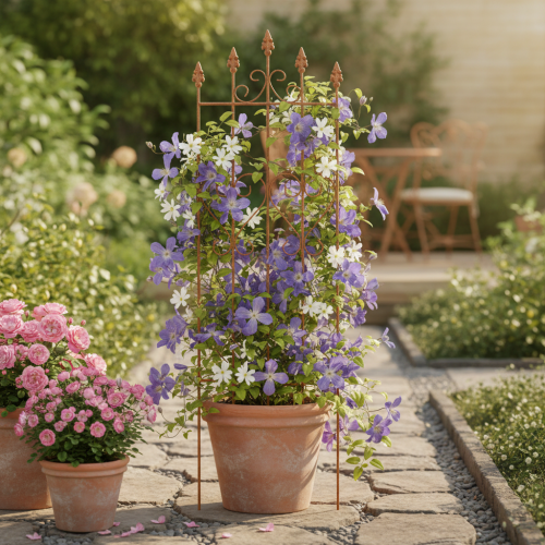 Artikel Klimrek met hartmotief, een romantisch ogend klimhulpmiddel voor tuinpaden of terrassen, 101 cm.