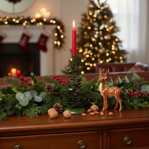 Artikel Groene metalen kerstboomversiering (kandelaar) 28 cm