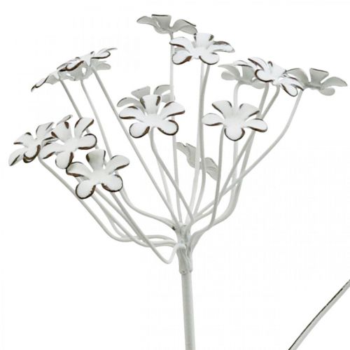 Floristik24 Tuinplug bloem, tuindecoratie, plantplug van metaal shabby chic wit, zilver L52cm Ø10cm 2st