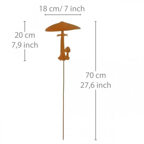 Artikel Tuinpaal Paddenstoelen Tuindecoratie Roest Metaal 70cm