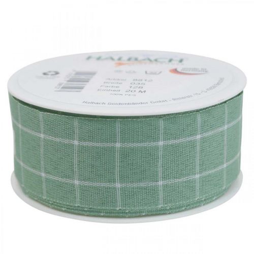 Artikel Cadeaulint groen pastel geruit deco lint 35mm 20m