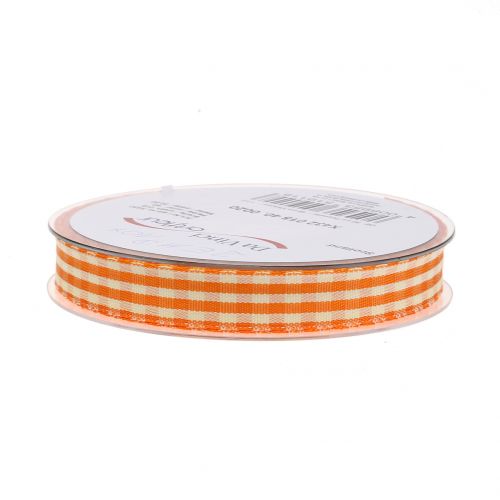 Artikel Geschenklint geruit oranje 15mm 20m