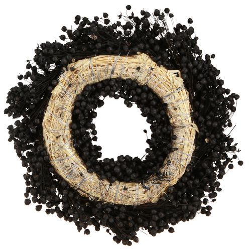 Artikel Gedroogde vlaskrans droogbloemen zwart Ø25cm
