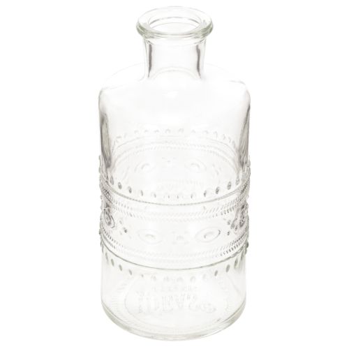 Artikel Glazen fles met patroon, cilindrisch, transparant, decoratieve vaas, 15 cm, 6 stuks