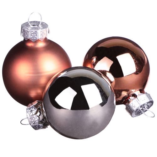 Glazen bollen boom Kerst zilver abrikoos Ø4cm 24 st